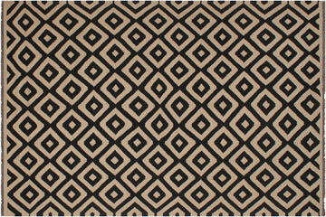 Flat Weave Kilim, Antique, Navaho, Vintage, Handmade, Modern Kilim Beige Black Hand-Woven Rectangle 100% Wool Area Rug 7 x 10